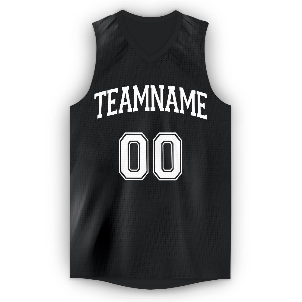 Custom Black White V-Neck Basketball Jersey Limited