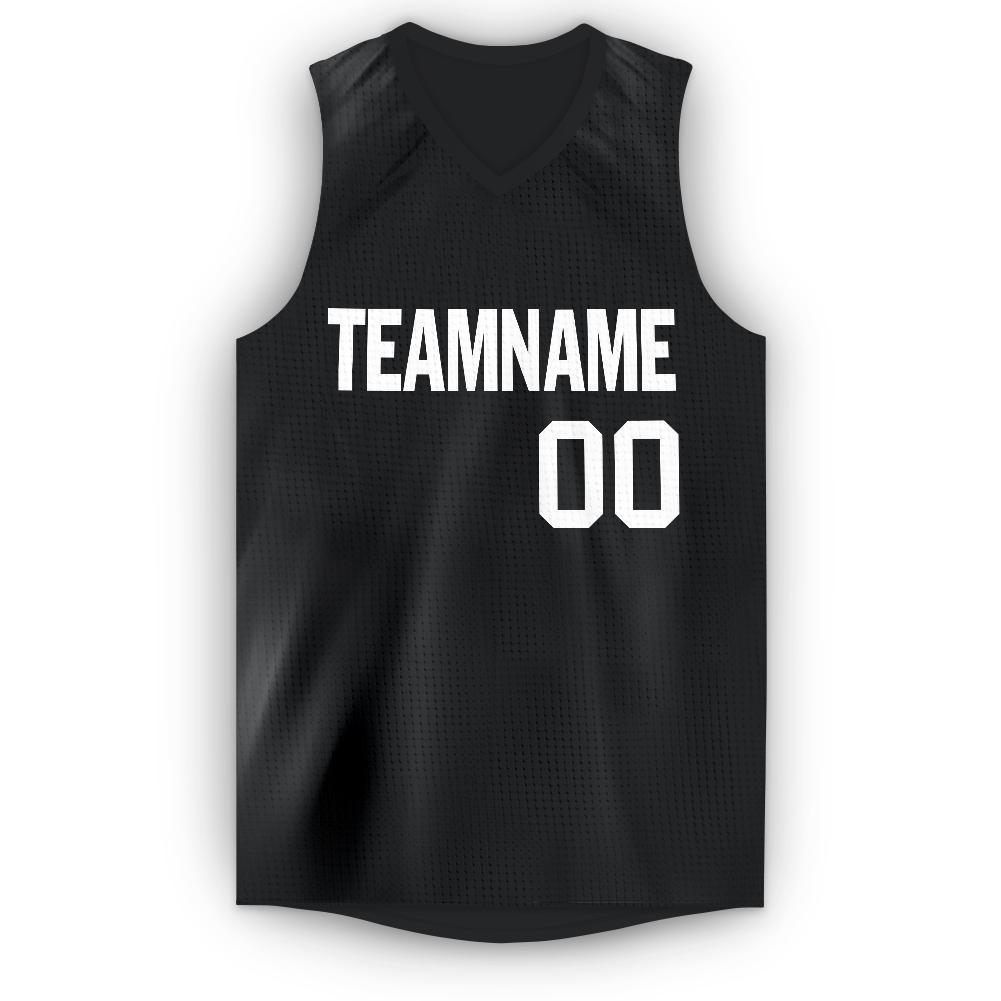 Custom Black White V-Neck Basketball Jersey Limited