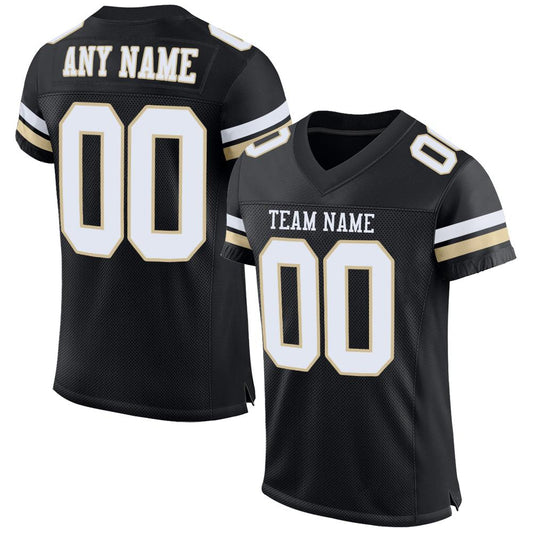 Custom Black White-Vegas Gold Mesh Authentic Football Jersey Limited