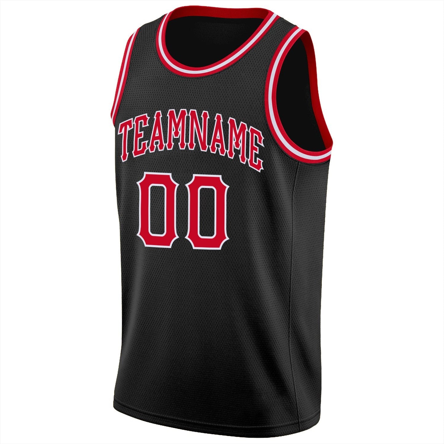 Custom Black Red-White Classic Tops Breathable Basketball Jersey Limited