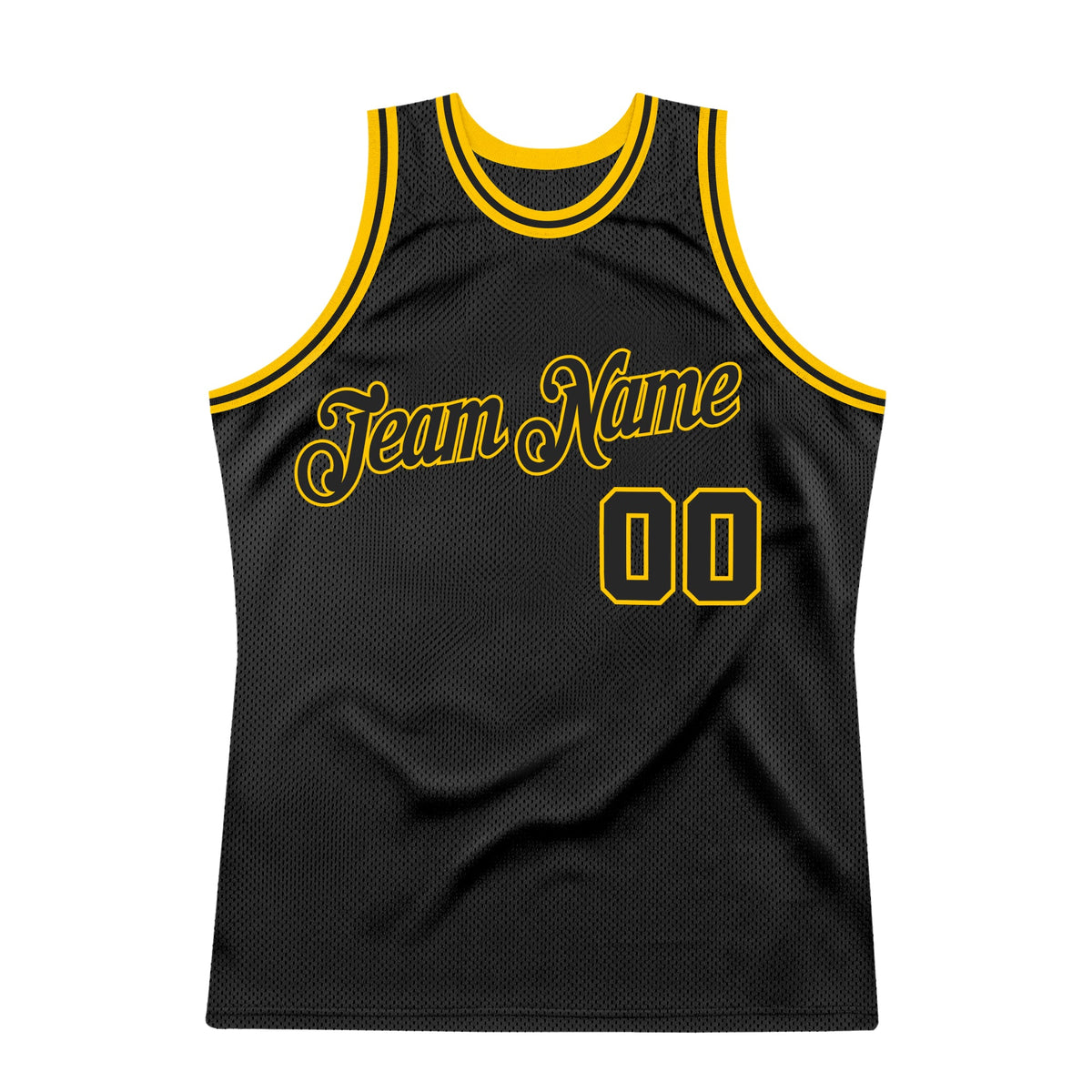 Custom Black Black-Gold Authentic Throwback Basketball Jersey Limited