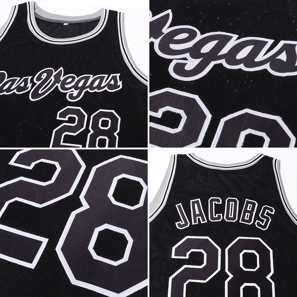 Custom Black Black-Gray Authentic Throwback Basketball Jersey Limited
