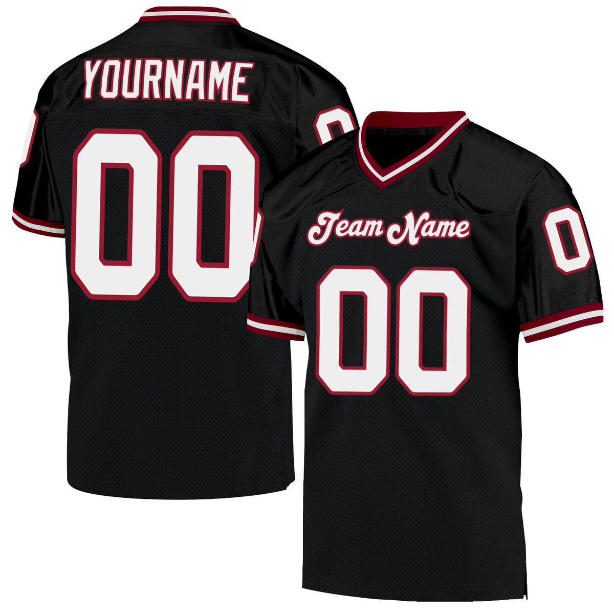 Custom Black White-Cardinal Mesh Authentic Throwback Football Jersey Limited