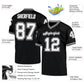 Custom Black White-Gray Mesh Authentic Throwback Football Jersey Limited