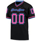 Custom Black Pink-Powder Blue Mesh Authentic Throwback Football Jersey Limited
