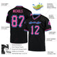 Custom Black Pink-Powder Blue Mesh Authentic Throwback Football Jersey Limited
