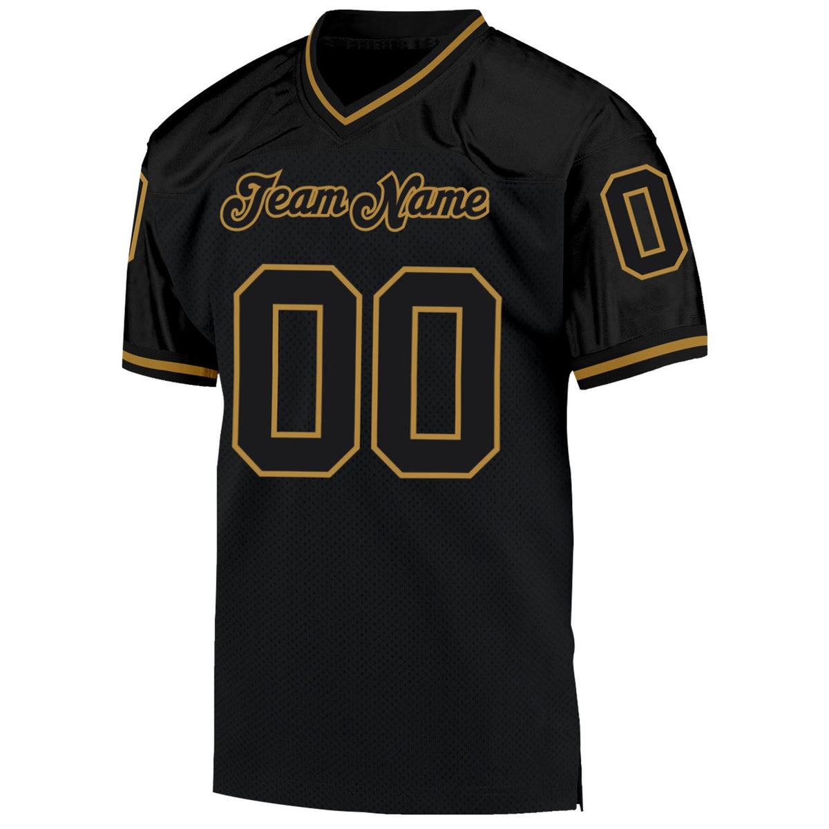 Custom Black Black-Old Gold Mesh Authentic Throwback Football Jersey Limited