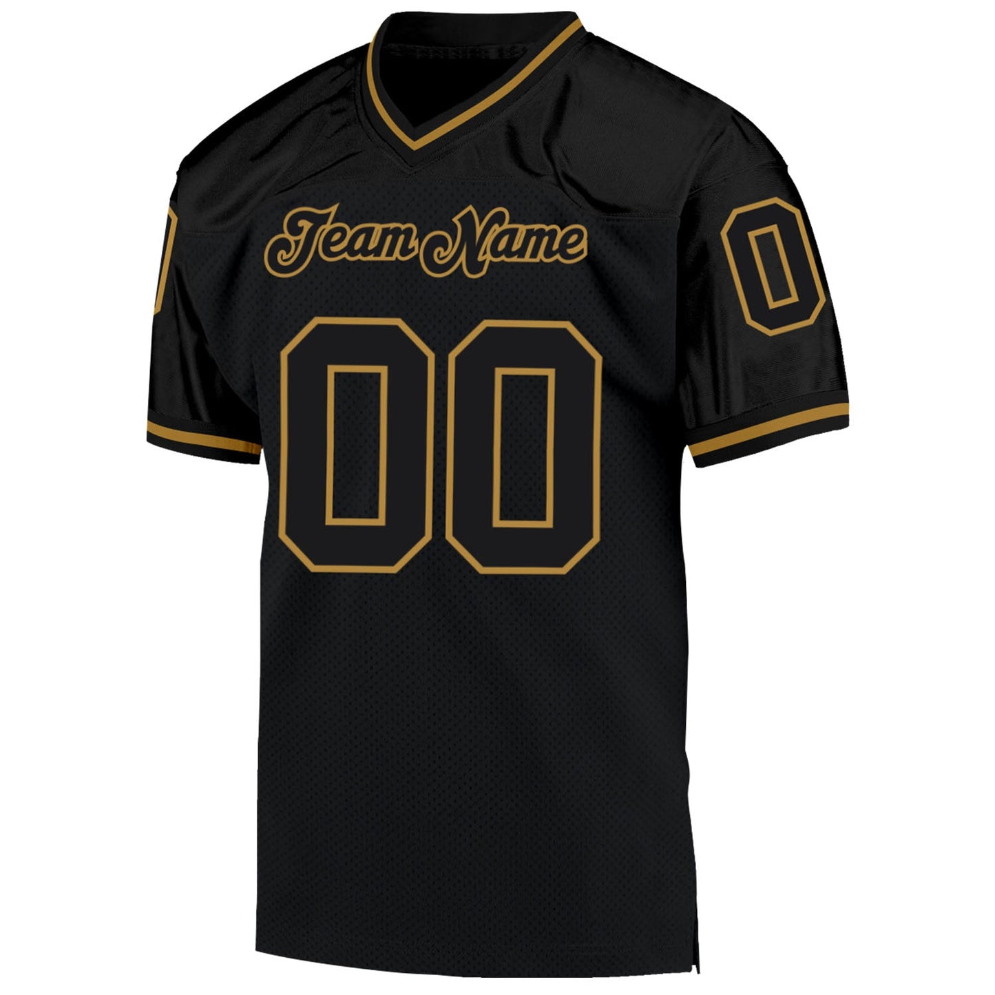 Custom Black Black-Old Gold Mesh Authentic Throwback Football Jersey Limited
