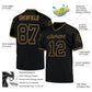 Custom Black Black-Old Gold Mesh Authentic Throwback Football Jersey Limited