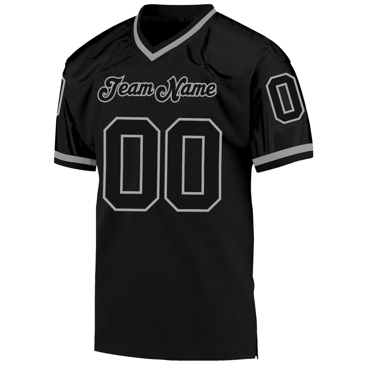 Custom Black Black-Gray Mesh Authentic Throwback Football Jersey Limited