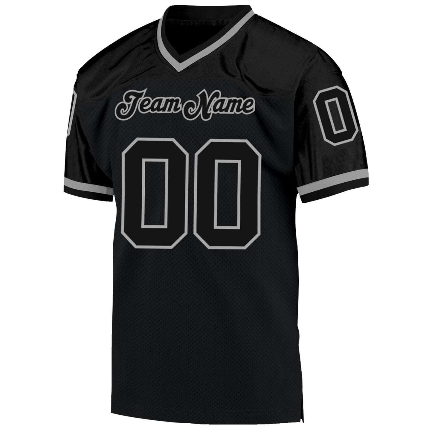 Custom Black Black-Gray Mesh Authentic Throwback Football Jersey Limited