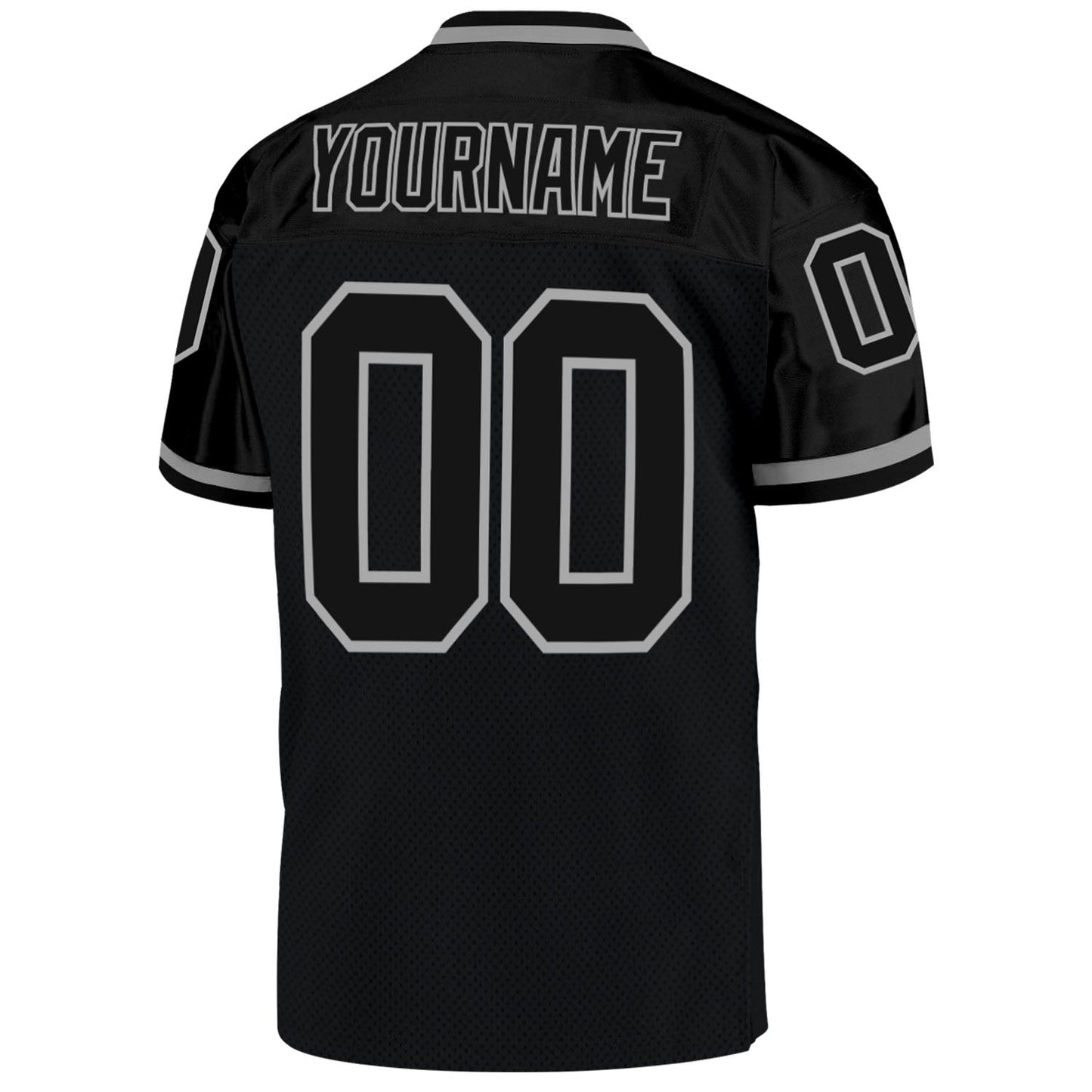 Custom Black Black-Gray Mesh Authentic Throwback Football Jersey Limited