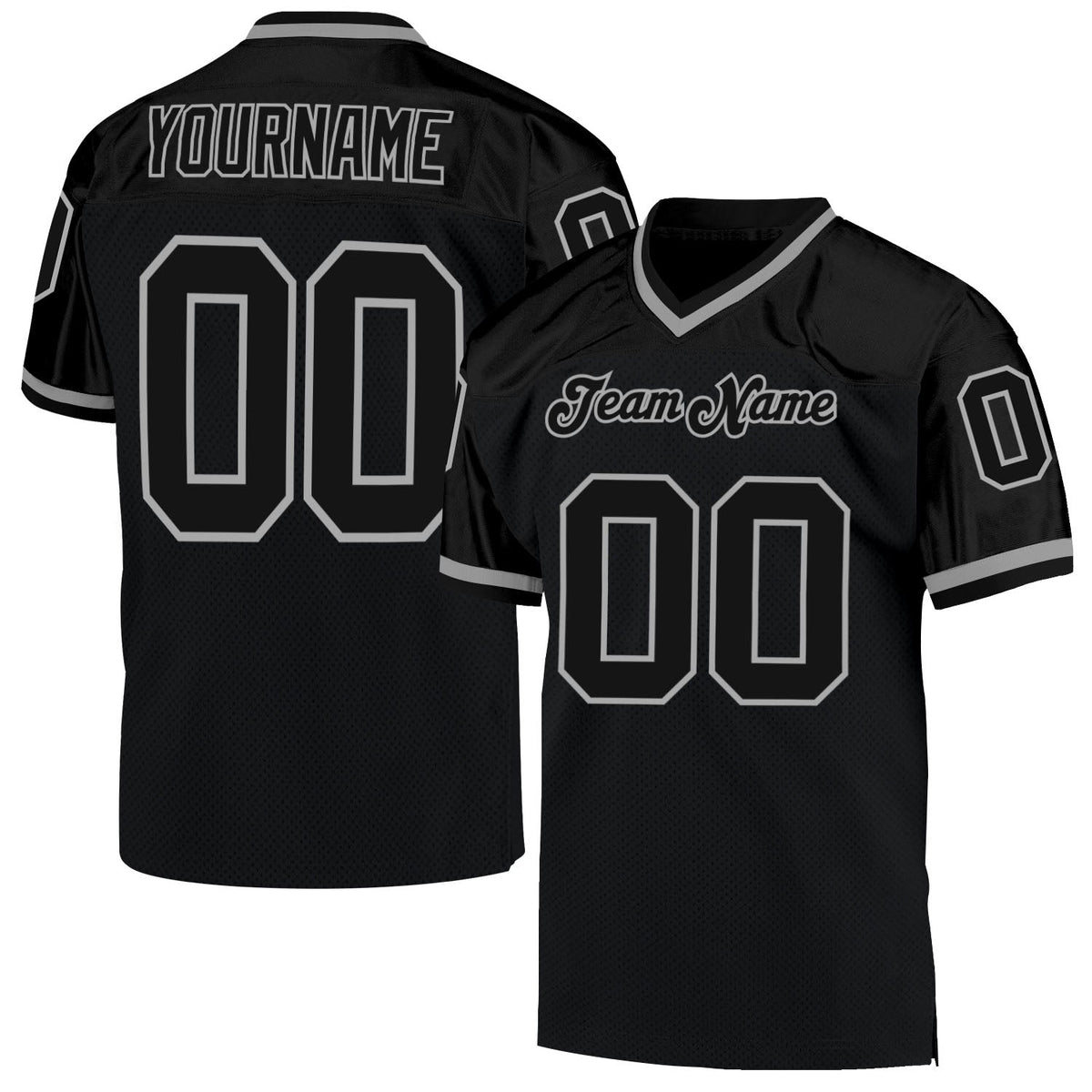 Custom Black Black-Gray Mesh Authentic Throwback Football Jersey Limited