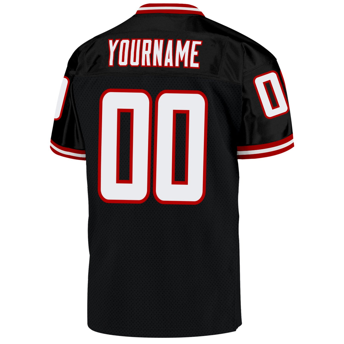 Custom Black White-Red Mesh Authentic Throwback Football Jersey Limited