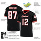 Custom Black White-Red Mesh Authentic Throwback Football Jersey Limited
