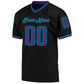 Custom Black Purple-Aqua Mesh Authentic Throwback Football Jersey Limited