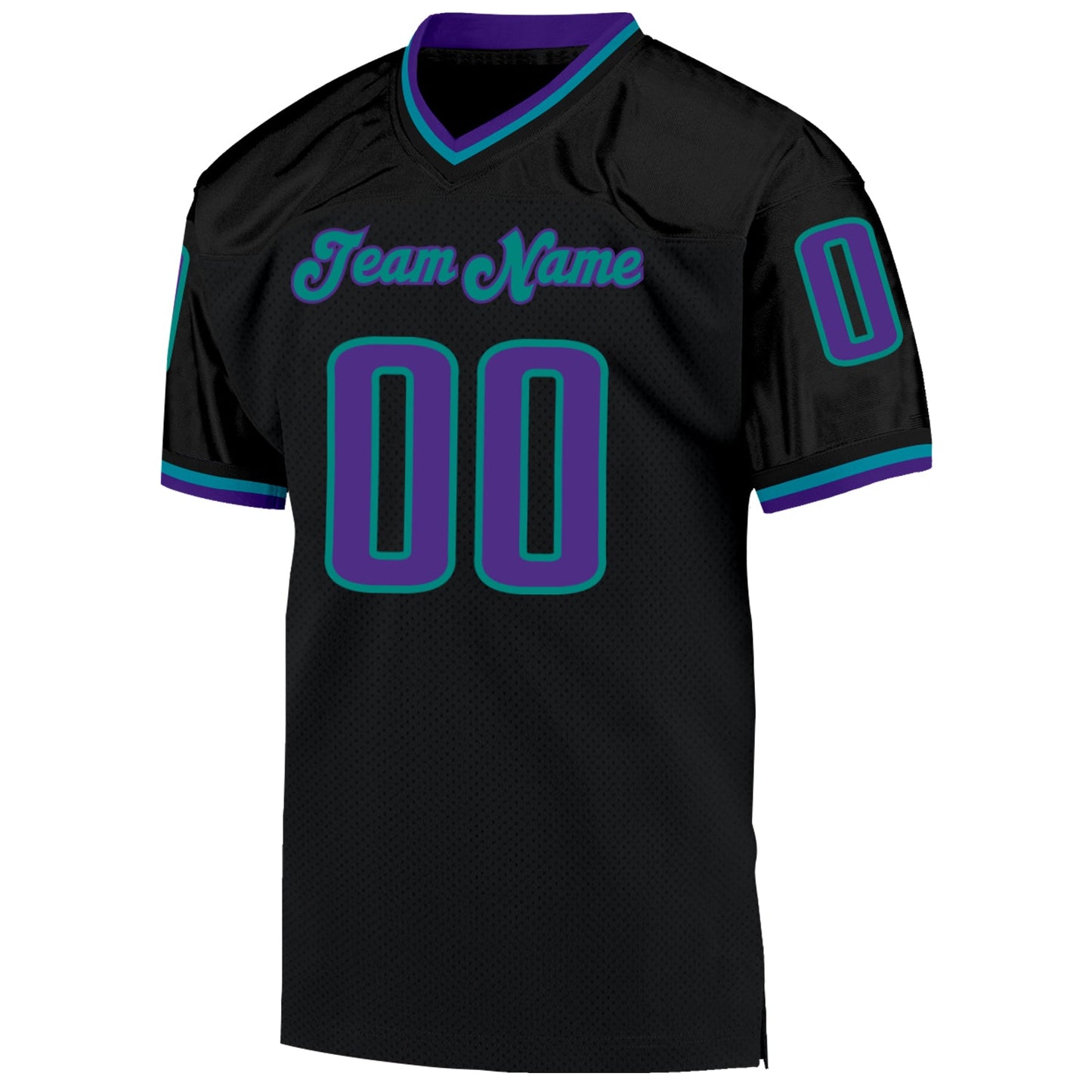 Custom Black Purple-Aqua Mesh Authentic Throwback Football Jersey Limited