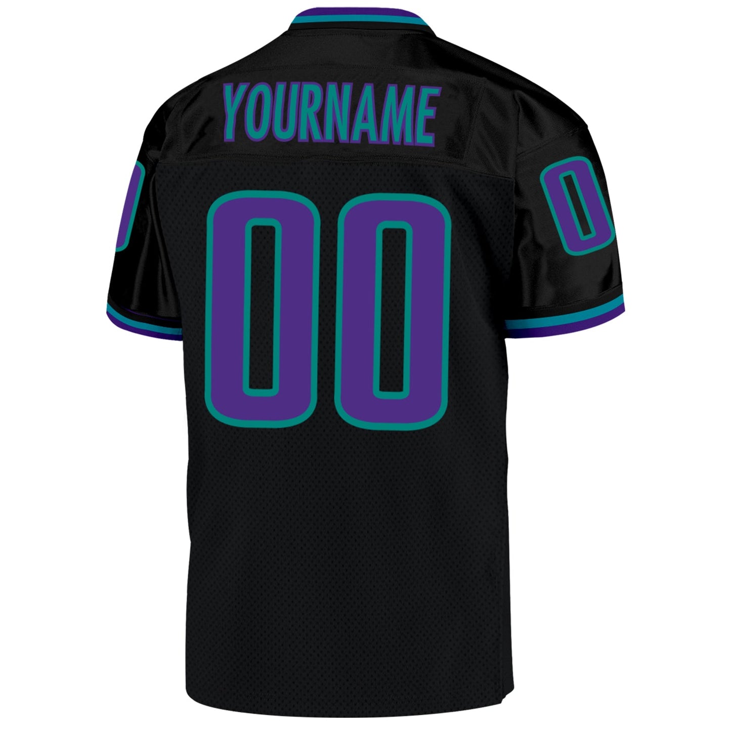 Custom Black Purple-Aqua Mesh Authentic Throwback Football Jersey Limited