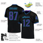 Custom Black Purple-Aqua Mesh Authentic Throwback Football Jersey Limited
