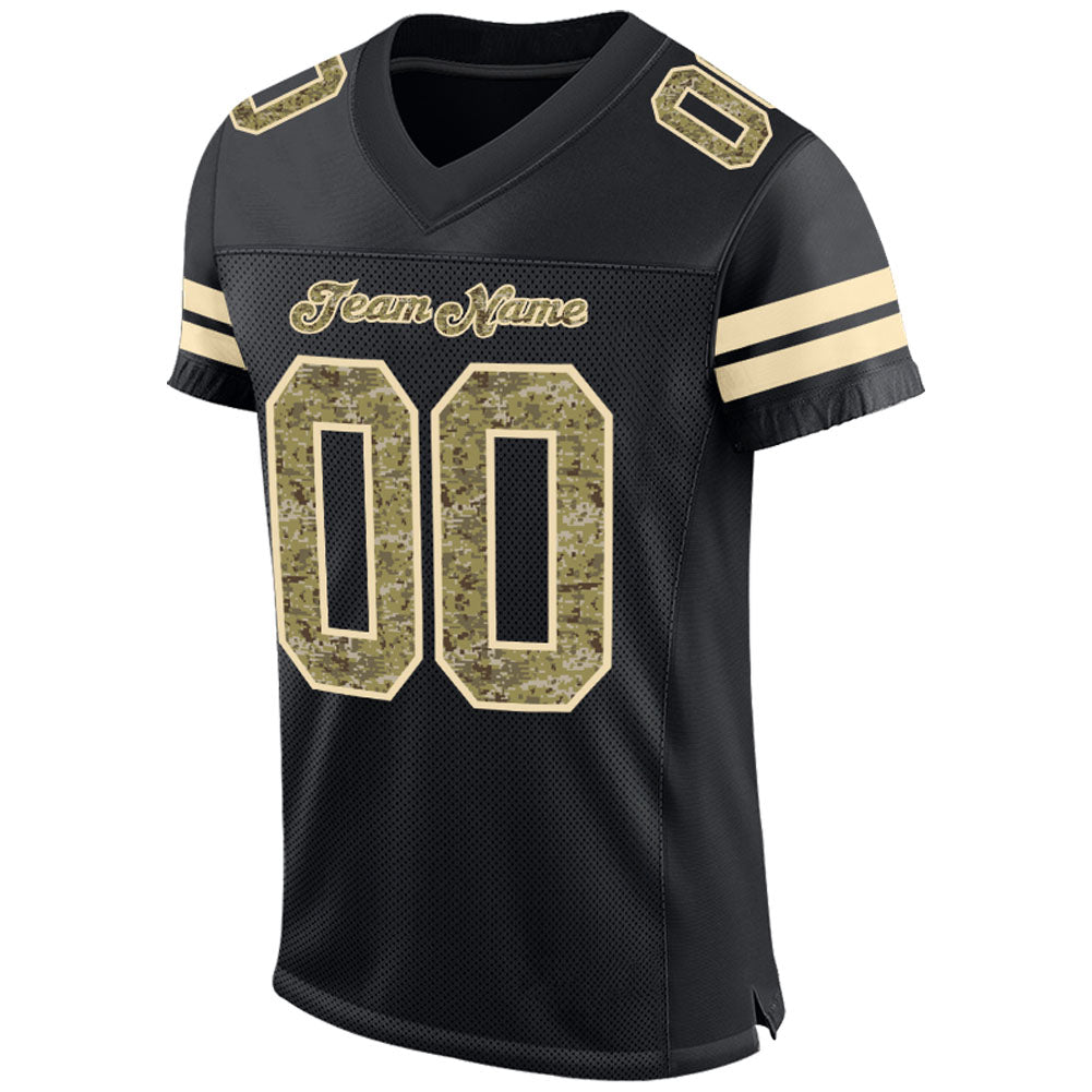 Custom Black Camo-Cream Mesh Authentic Football Jersey Limited