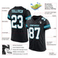 Custom Black White-Teal Mesh Authentic Football Jersey Limited