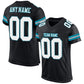 Custom Black White-Teal Mesh Authentic Football Jersey Limited