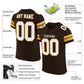 Custom Brown White-Gold Mesh Authentic Football Jersey Limited