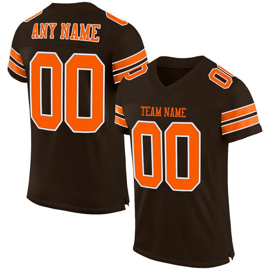 Custom Brown Orange-White Mesh Authentic Football Jersey Limited