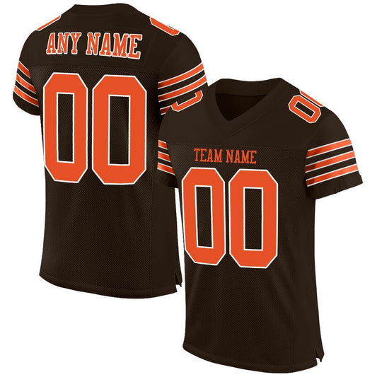 Custom Brown Orange-White Mesh Authentic Football Jersey Limited