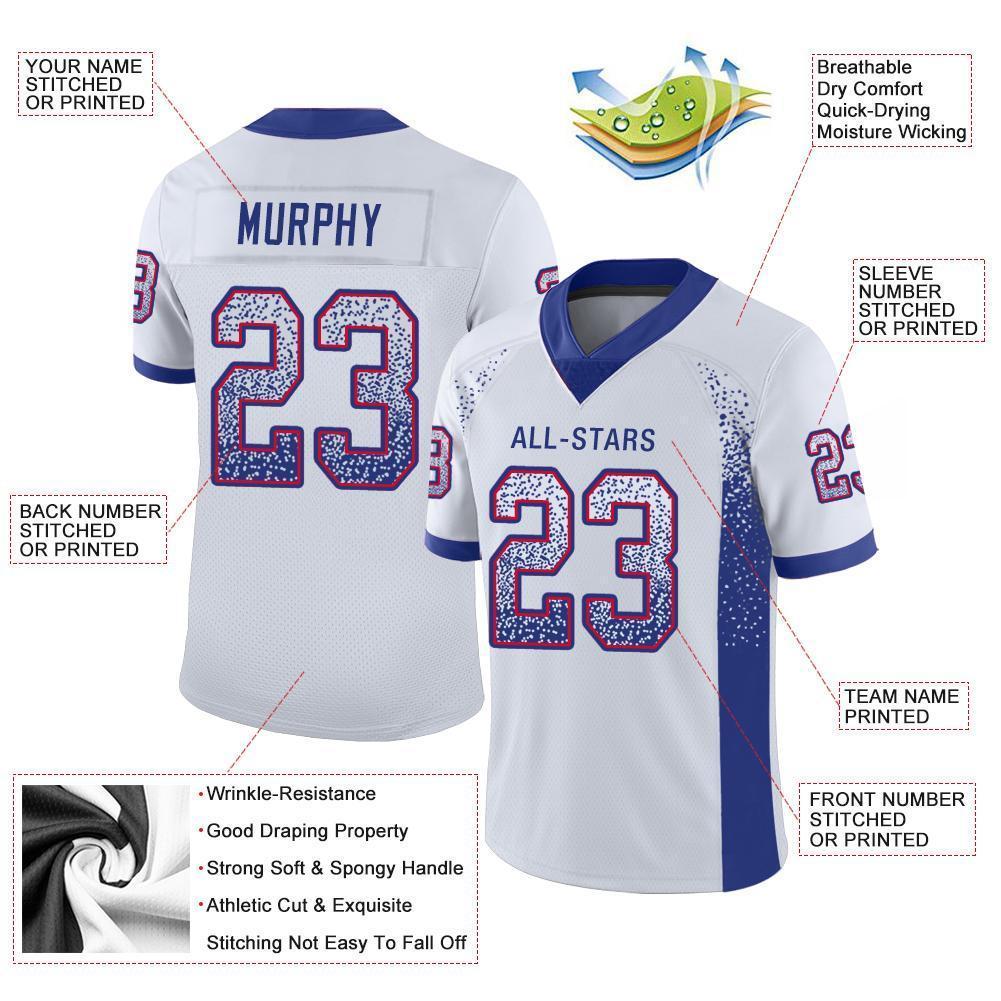 Custom White Royal-Red Mesh Drift Fashion Football Jersey Limited