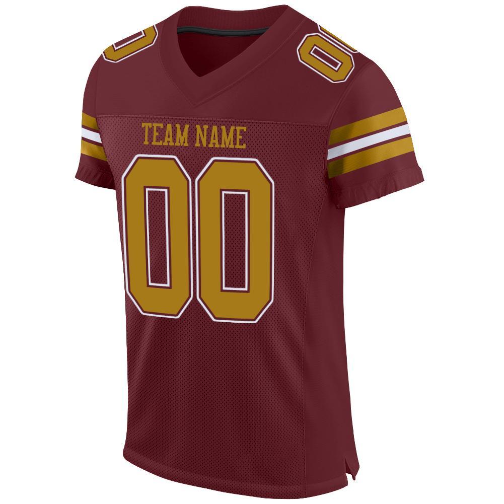 Custom Burgundy Old Gold-White Mesh Authentic Football Jersey Limited