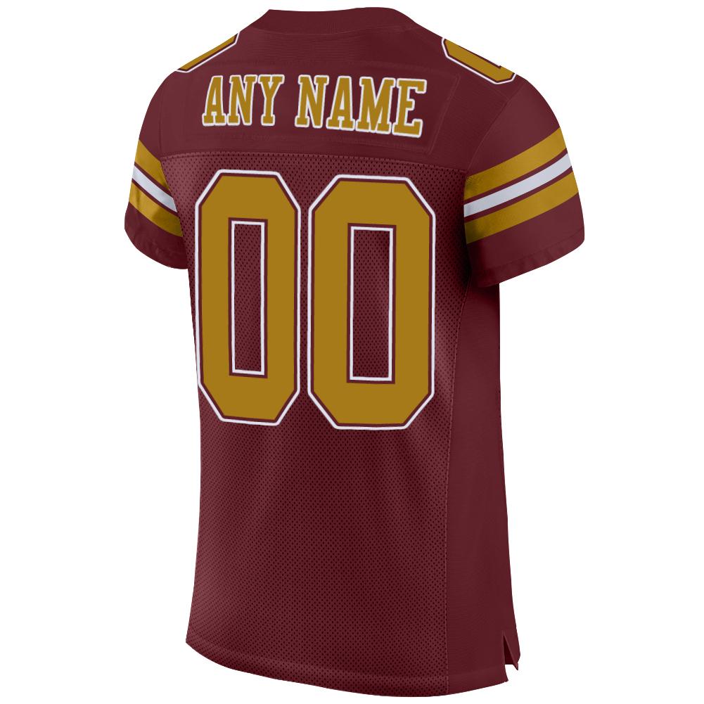 Custom Burgundy Old Gold-White Mesh Authentic Football Jersey Limited