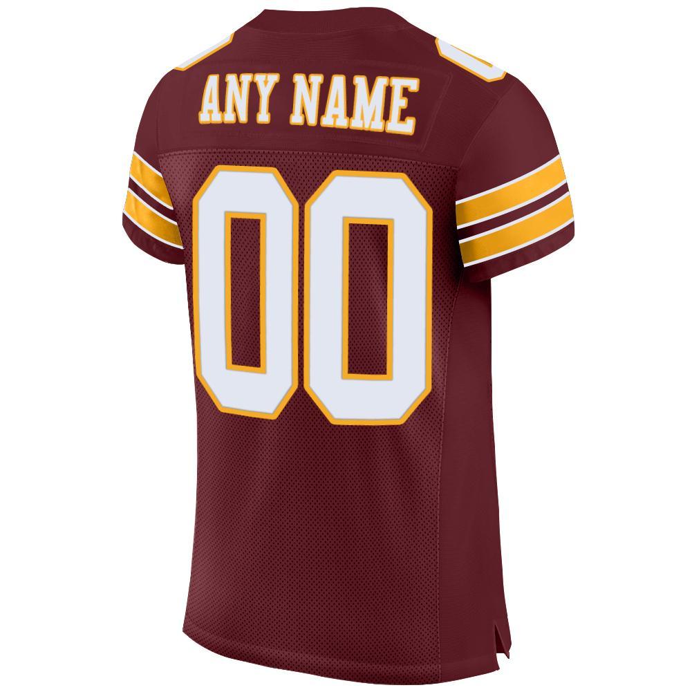 Custom Burgundy White-Gold Mesh Authentic Football Jersey Limited