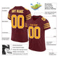Custom Burgundy Gold-White Mesh Authentic Football Jersey Limited