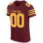 Custom Burgundy Gold-White Mesh Authentic Football Jersey Limited