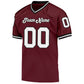 Custom Burgundy White-Black Mesh Authentic Throwback Football Jersey Limited
