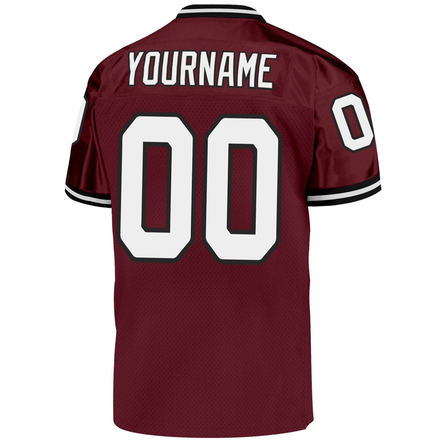 Custom Burgundy White-Black Mesh Authentic Throwback Football Jersey Limited