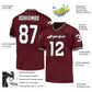 Custom Burgundy White-Black Mesh Authentic Throwback Football Jersey Limited