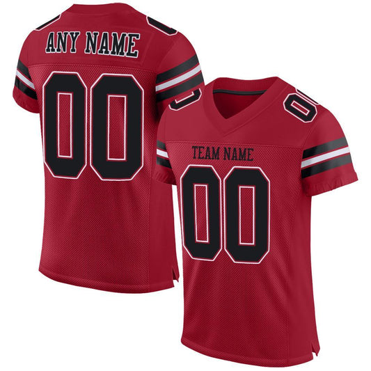 Custom Cardinal Black-White Mesh Authentic Football Jersey Limited