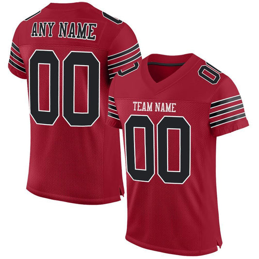 Custom Cardinal Black-White Mesh Authentic Football Jersey Limited