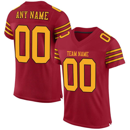Custom Cardinal Gold-Black Mesh Authentic Football Jersey Limited