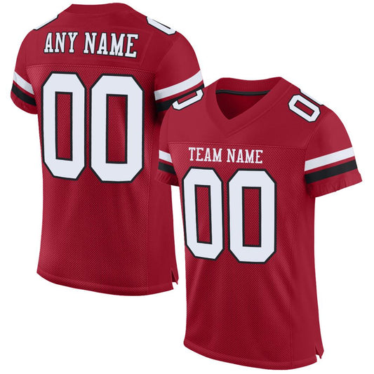 Custom Cardinal White-Black Mesh Authentic Football Jersey Limited