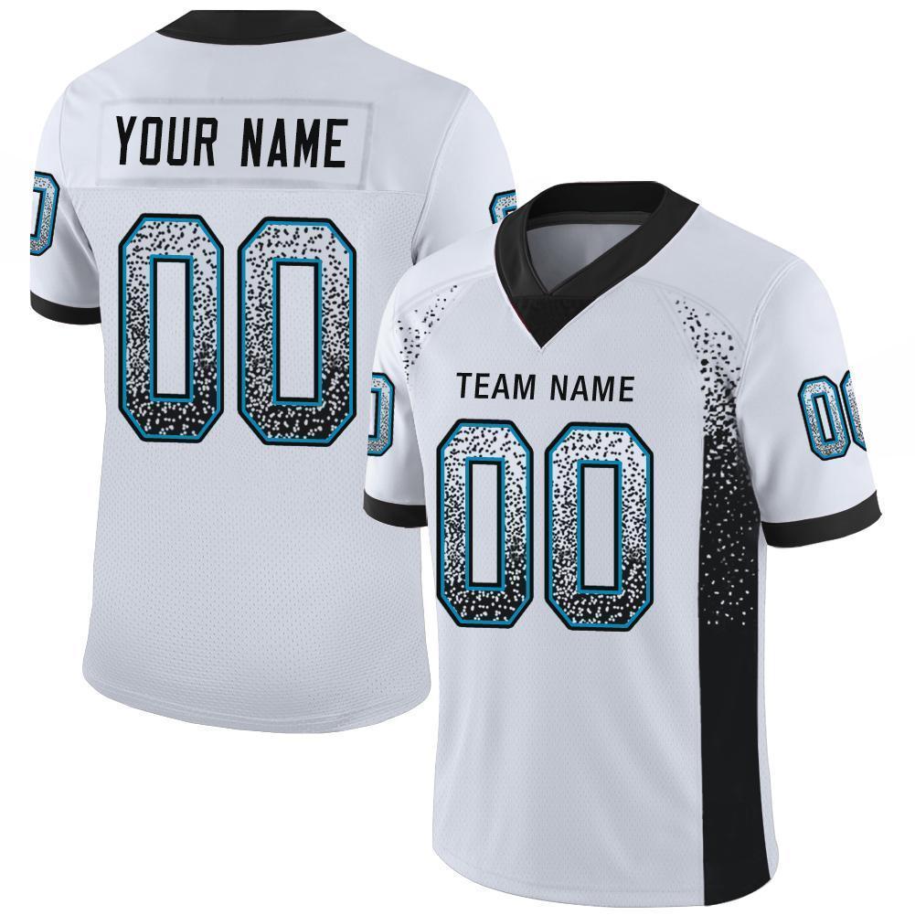 Custom White Black-Panther Blue Mesh Drift Fashion Football Jersey Limited