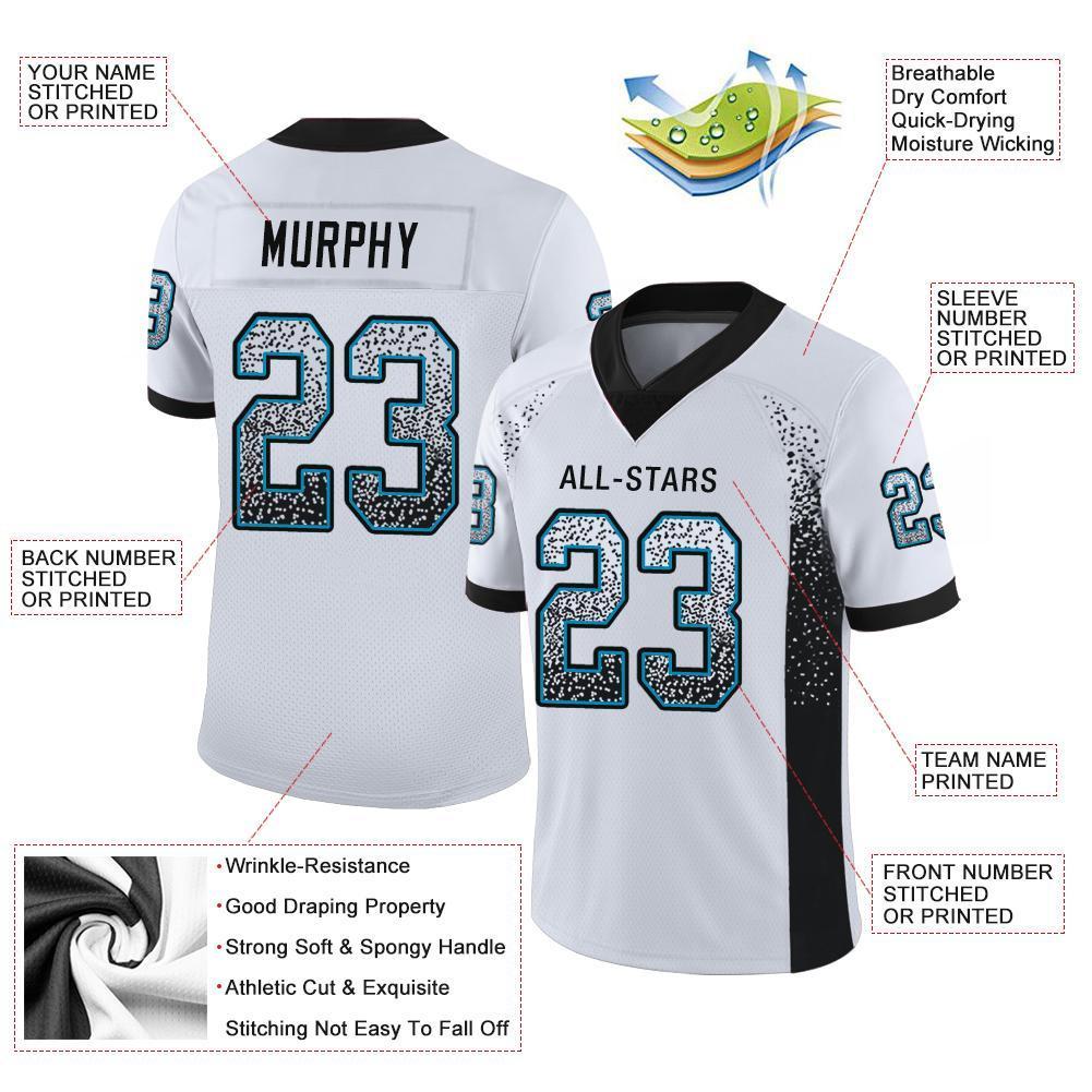 Custom White Black-Panther Blue Mesh Drift Fashion Football Jersey Limited