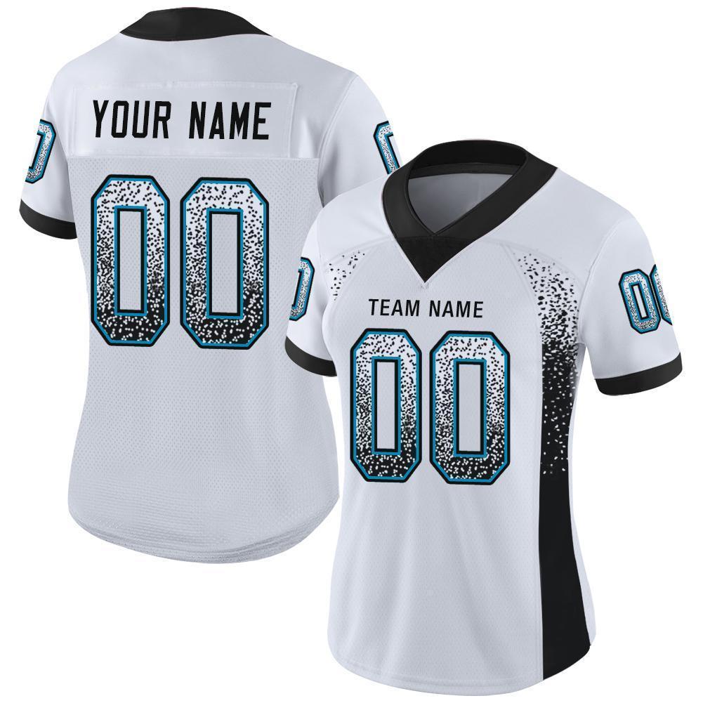 Custom White Black-Panther Blue Mesh Drift Fashion Football Jersey Limited