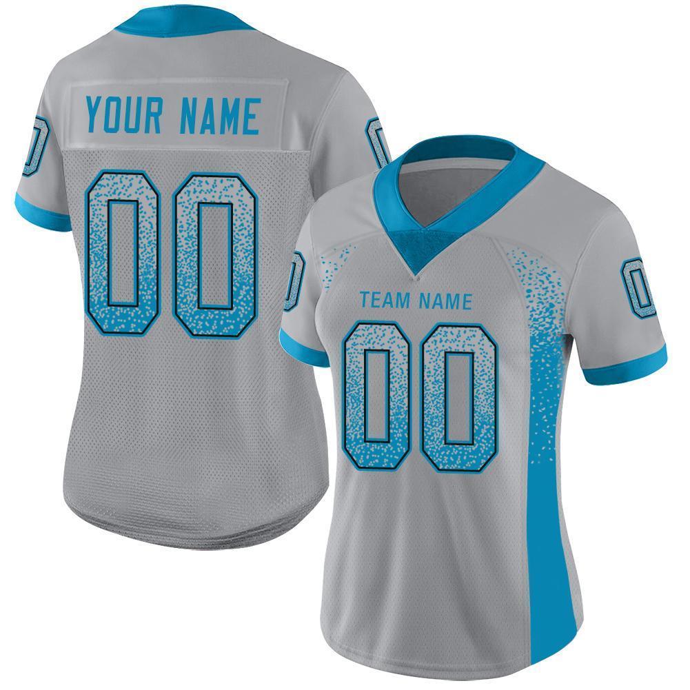 Custom Light Gray Panther Blue-Black Mesh Drift Fashion Football Jersey Limited