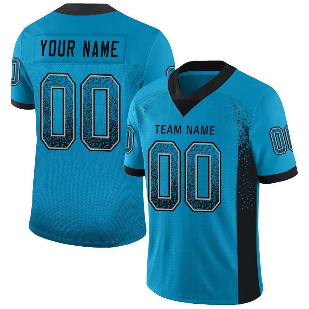 Custom Panther Blue Black-Gray Mesh Drift Fashion Football Jersey Limited