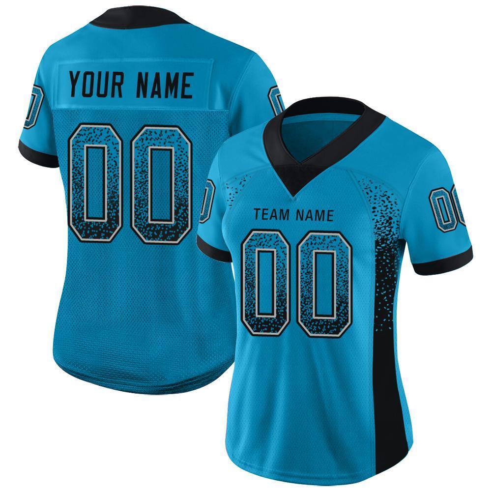 Custom Panther Blue Black-Gray Mesh Drift Fashion Football Jersey Limited
