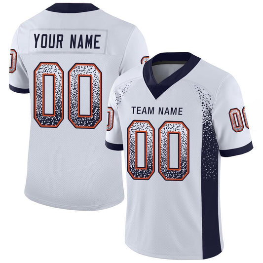 Custom White Navy-Orange Mesh Drift Fashion Football Jersey Limited