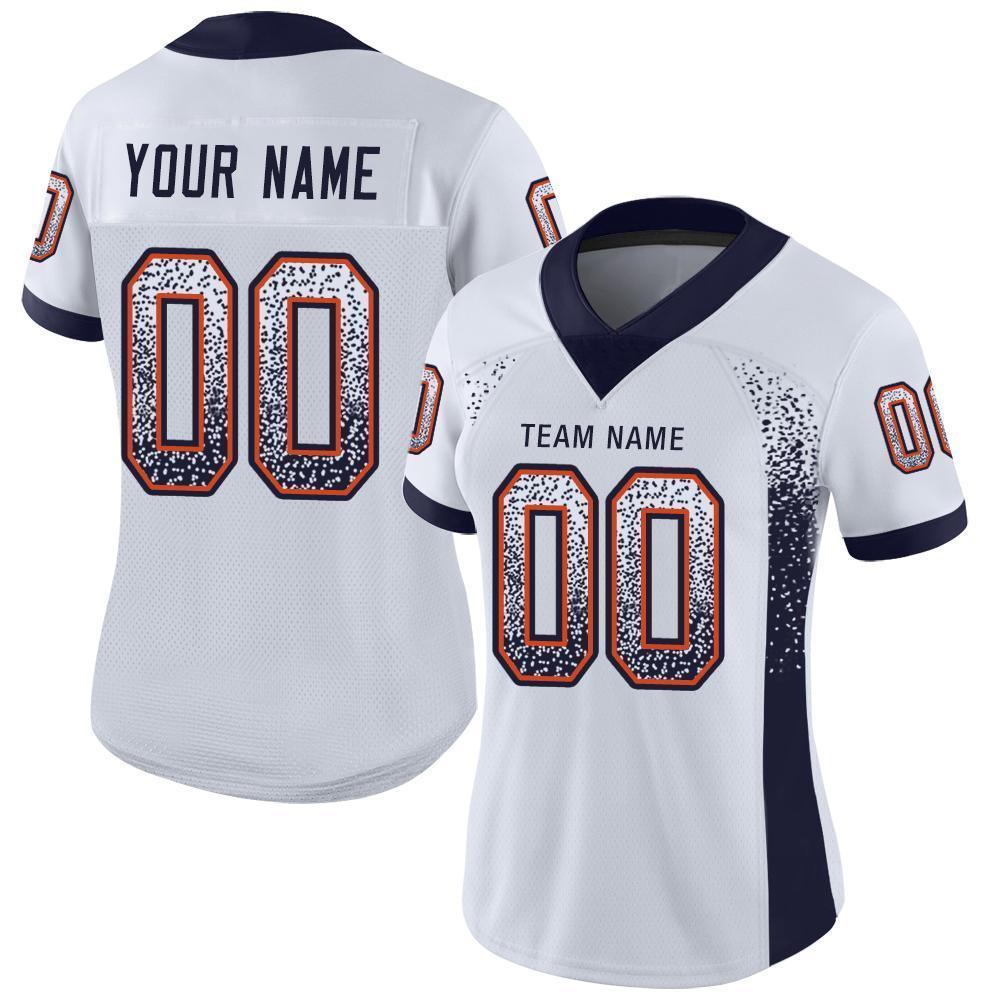 Custom White Navy-Orange Mesh Drift Fashion Football Jersey Limited